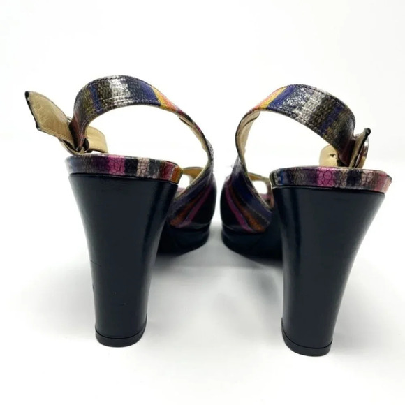 Peter Kaiser Rainbow Leather  Slingback Peep Toe Heels Sz 5 - Picture 6 of 8